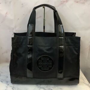 GUC Tory Burch Nylon Black Patent Tote